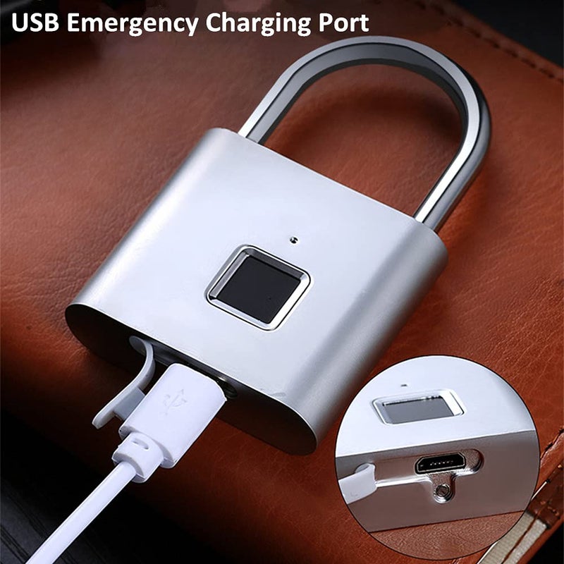 QEBIDUM Fingerprint Padlock, USB Charging Waterproof Mini Smart Security Lock with No App, No Key, No Trouble, Friendly for Kids and Elderly - Image 2